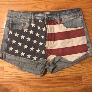 American Flag Denim Shorts